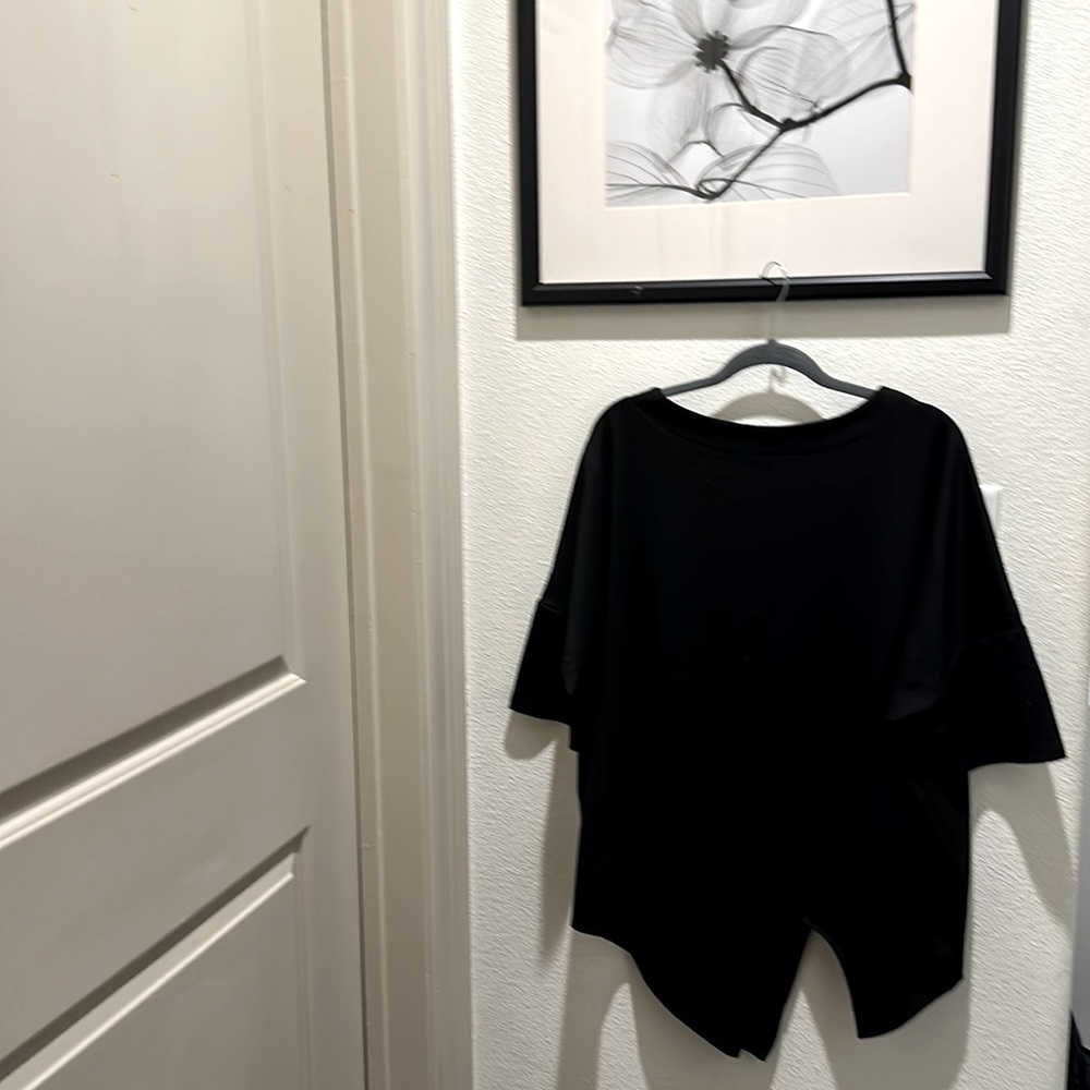 NWOT black unique asymmetrical oversized black tunic top